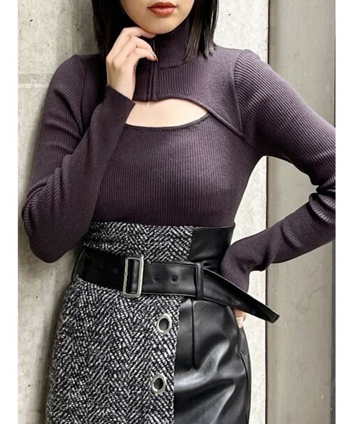 ハーフジップカットニット