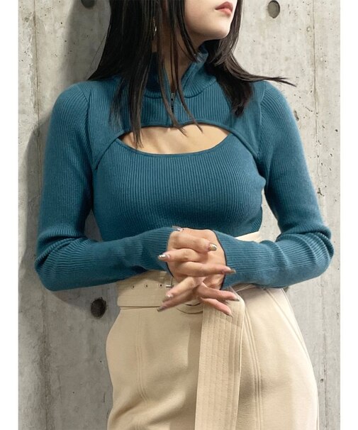 ハーフジップカットニット