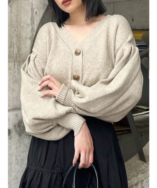 ボリュームスリーブカーデ×キャミSET【セットアイテム】