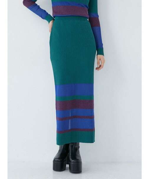 シアーブロッキングニットスカート