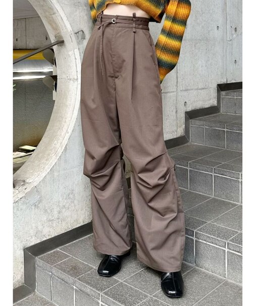 ナローベルトニータックワイドパンツ