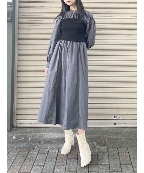 ビスチェドッキングシャツワンピース