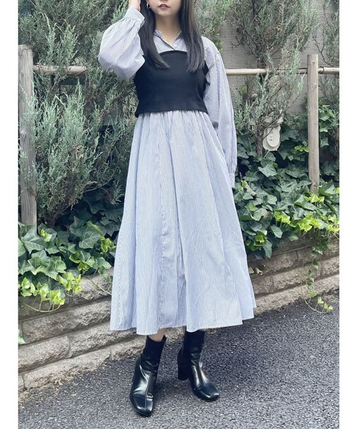 ビスチェドッキングシャツワンピース