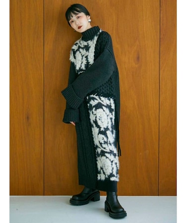 【YUKKOコラボ】ジャガードブロックワンピース