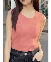 バックオープンリブコルセットニット