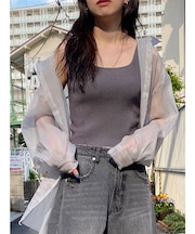 シアーシャイニーボリュームスリーブシャツ