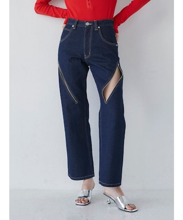 デザインジップカットデニム