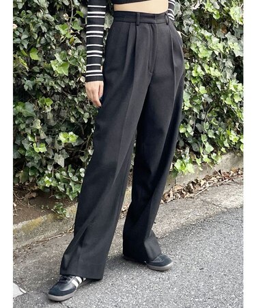 ウールライクタックワイドパンツ