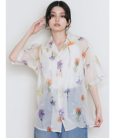 フラワーシアーオープンカラーシャツ【WEB限定】