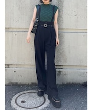 フェイクレザーベルトサスペンダーパンツ