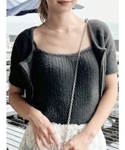 シャギージップカーデ×キャミSET