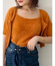 シャギージップカーデ×キャミSET