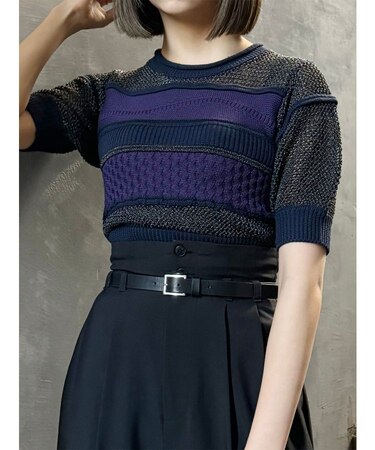 クロシェミックスハーフスリーブニット