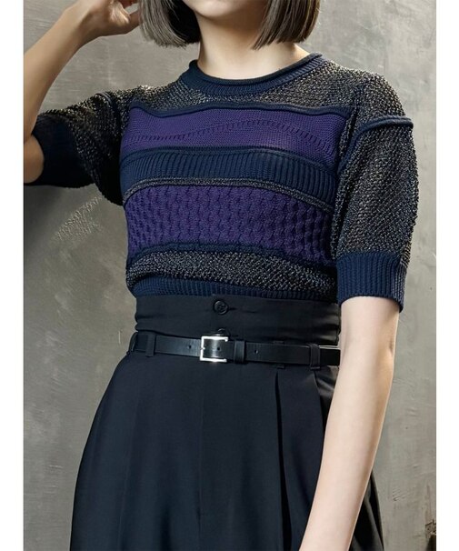 クロシェミックスハーフスリーブニット