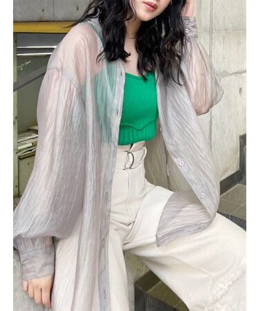 シアーシャイニーボリュームシャツ