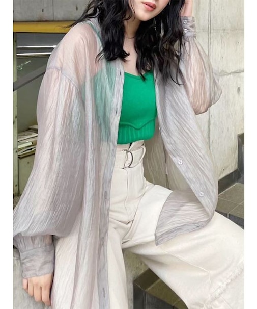 シアーシャイニーボリュームシャツ