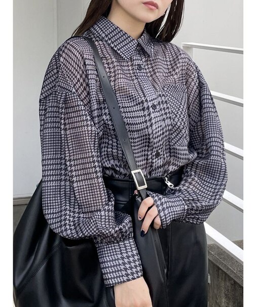 ウェーブチェックシアーシャツ