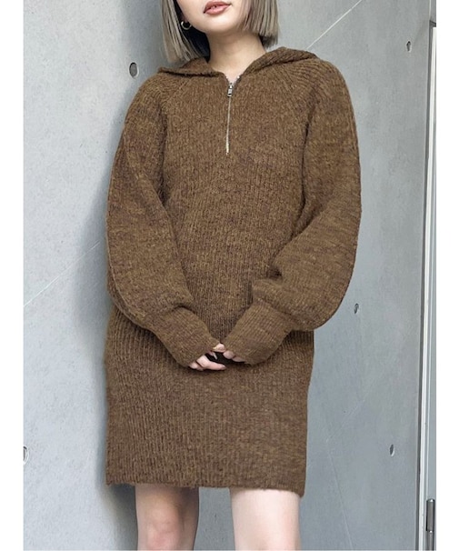 フーディーニットミニワンピース