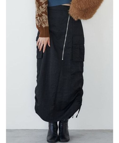 シャイニーカーゴマキシスカート