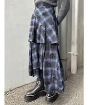 フロッキーチェックロングスカート