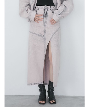 フロントオープンデニムロングスカート【セットアップ着用可】