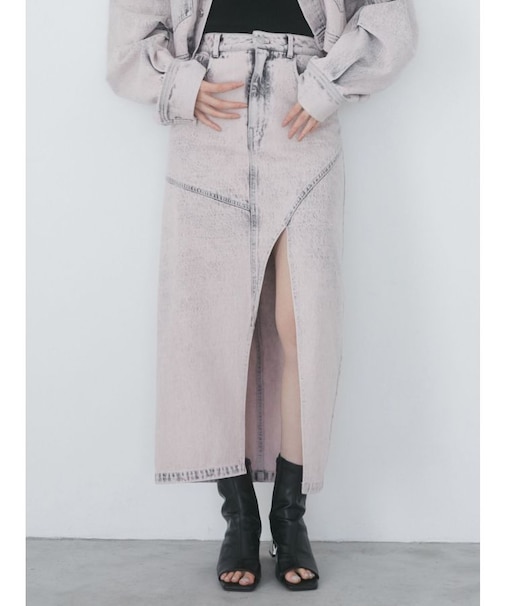 フロントオープンデニムロングスカート【セットアップ着用可】