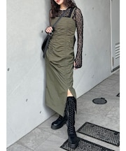 アシメギャザーキャミワンピース