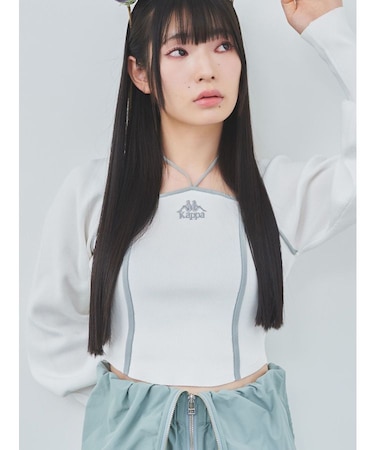 【Kappa】トリミングリボンネックニット