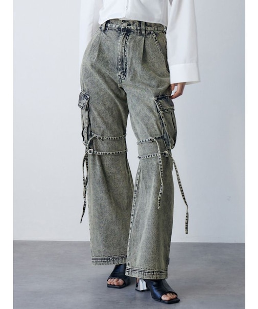 ストリングデニムカーゴパンツ