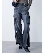 ジップヘムカーゴデニムパンツ