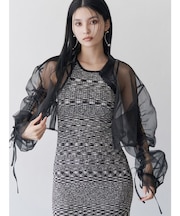 リボンドロストスリーブシャイニーシアーシャツ