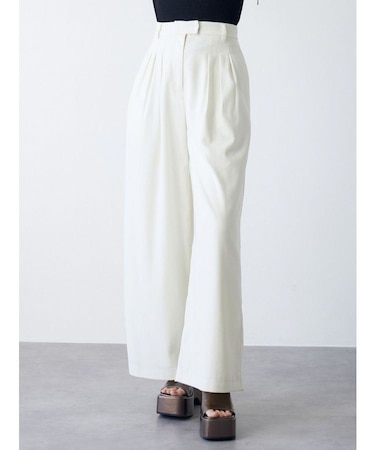 ラメピンストライプタックワイドパンツ