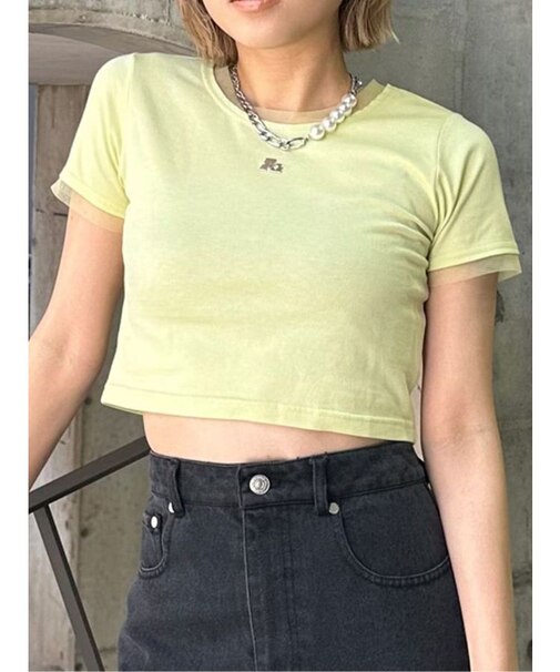 チュールトリムコンパクトTシャツ