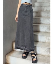 パターンデザインデニムロングスカート