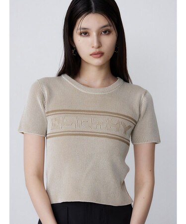 バイカラーロゴハーフニット