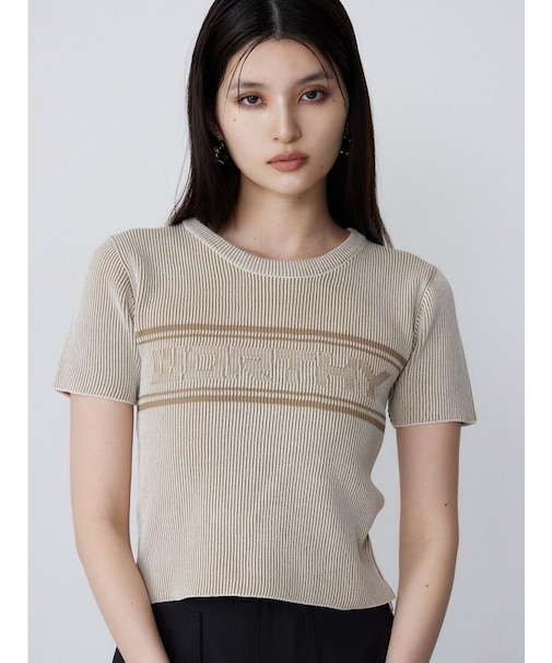 バイカラーロゴハーフニット