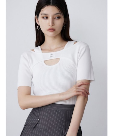 フロントホックレイヤードハーフニット