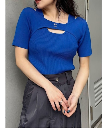 フロントホックレイヤードハーフニット