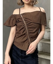 オフショルシャーリングシャツ