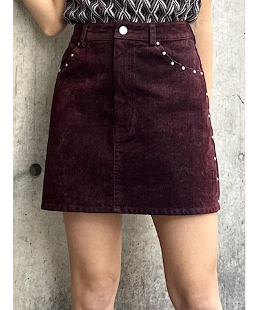 フロッキーデニムミニスカート【セット販売対象】