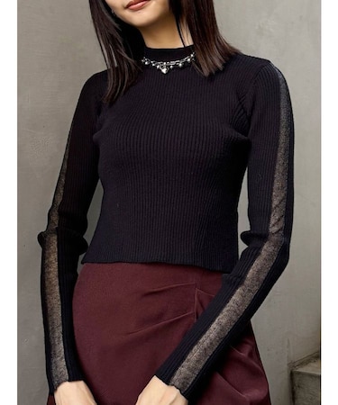 シアーラインスリーブニット