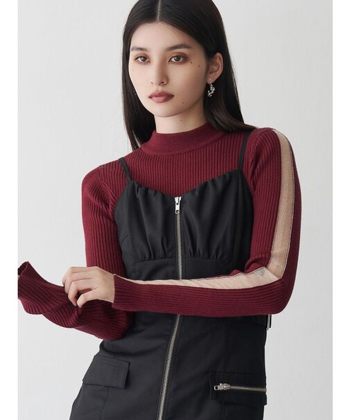 シアーラインスリーブニット