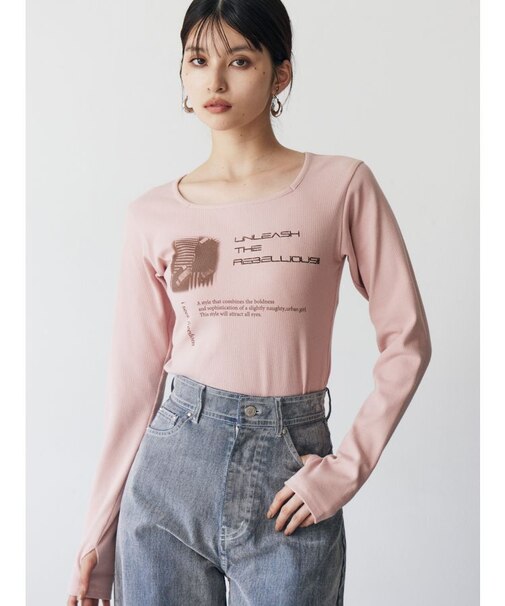 クロップドメッセージトップス