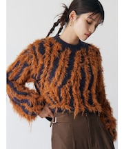 バイカラーシャギーニット