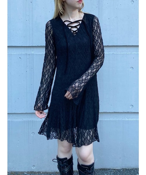レースアップミニワンピース GRL - GRL 花柄レースアップミニワンピースの通販 by 🌷¨̮