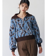 マルチヤーンハーフジップニット