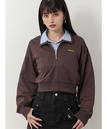 シャツレイヤードハーフジップスウェット