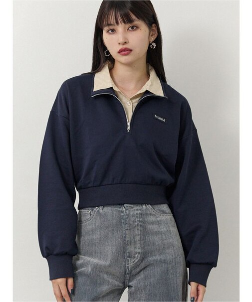 シャツレイヤードハーフジップスウェット