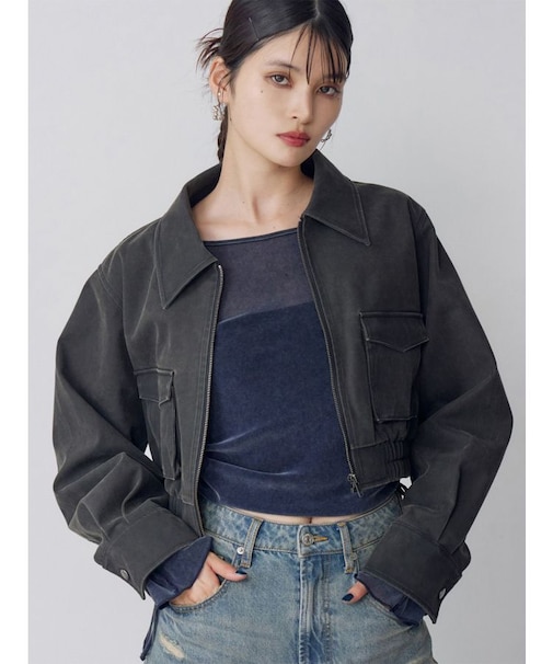 フェイクレザーショートフライトジャケット【セットアップ着用可】