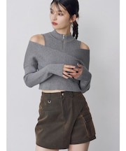 カシュクールハーフジップトップス